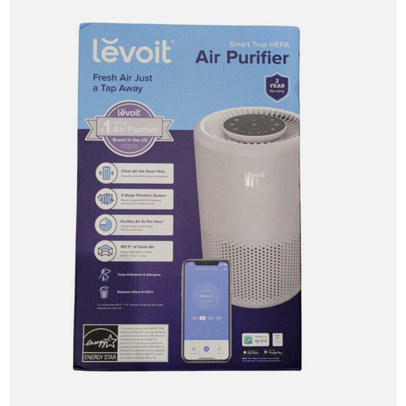 Levoit Core 200S-P Smart True Air Purifier Gray BLUEtooth compatible - Picture 1 of 3